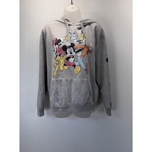 Disney Hoodie Womens XS Junior Girl M Gray Mickey Mouse Fleece Sweatshirt *READ